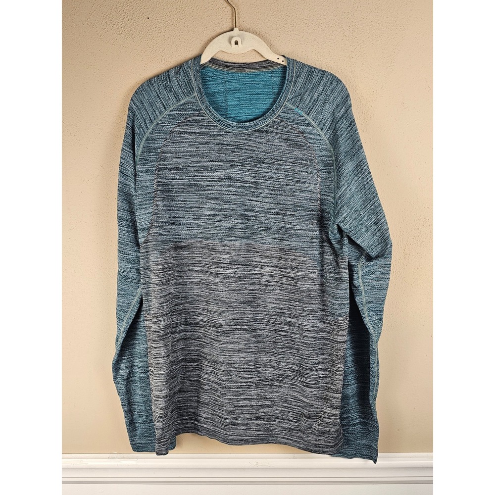Lululemon Mens Spirit Green Black Metal Vent Tech Long‎ Sleeve 2.0 Tshirt Large